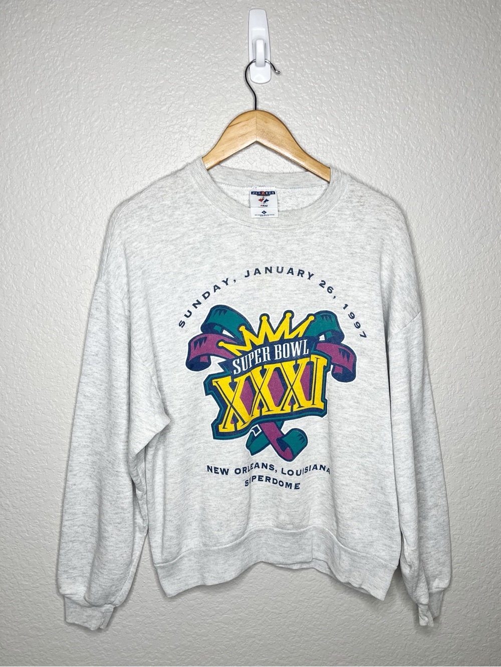 Vintage 1997 Super Bowl XXXI Crewneck Sweatshirt NFL New Orleans Jerzees‎ Large